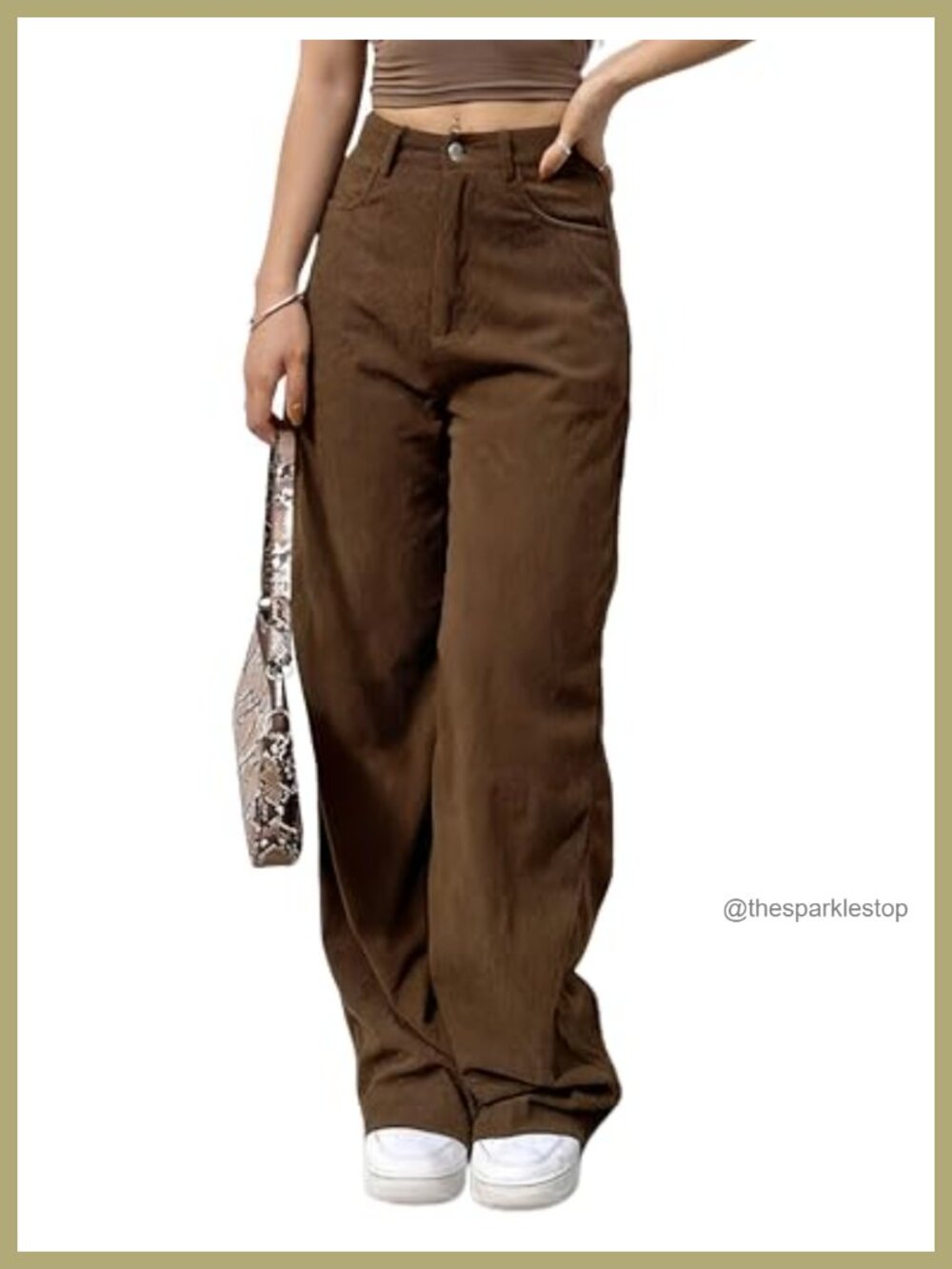 High Waist Wide Leg Corduroy Pants Relaxed Fit Trousers